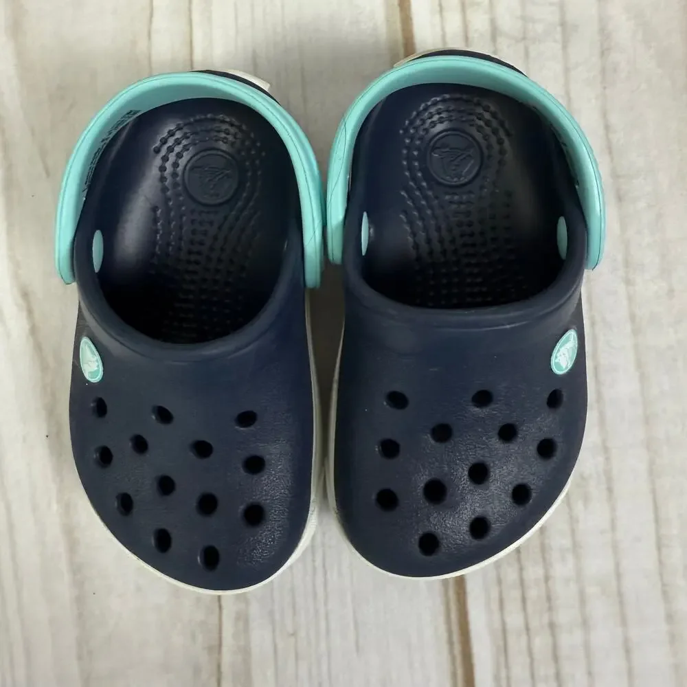 Kids Crocs Size 4C 5C Navy‎ Blue Teal Classic Clog Shoes Toddler Preschool